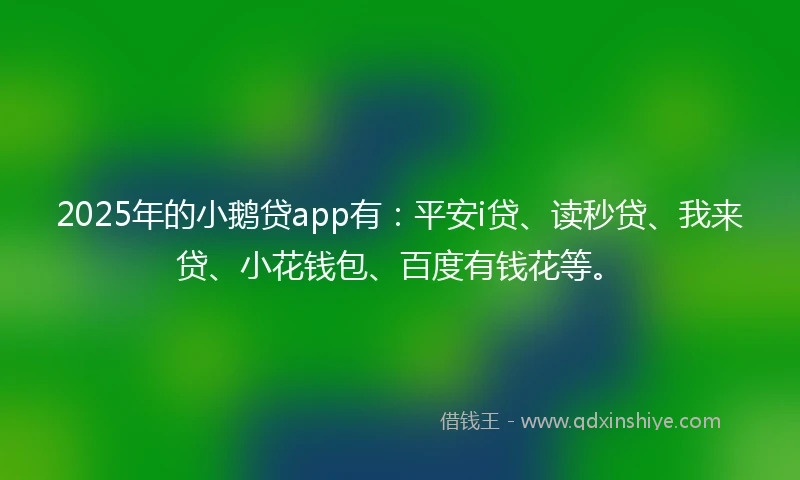 2025年的小鹅贷app有：平安i贷、读秒贷、我来贷、小花钱包、百度有钱花等。