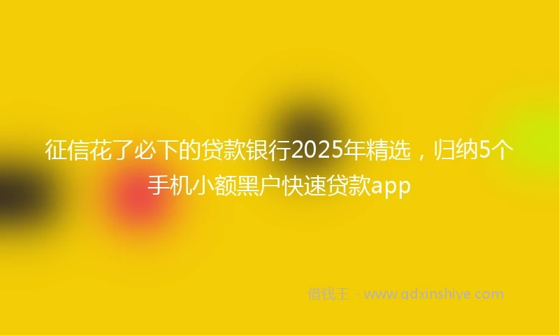 征信花了必下的贷款银行2025年精选，归纳5个手机小额黑户快速贷款app