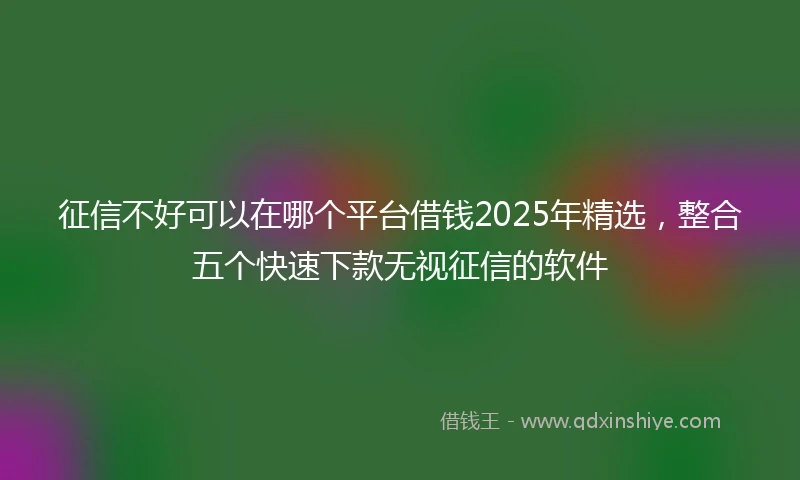 征信不好可以在哪个平台借钱2025年精选，整合五个快速下款无视征信的软件