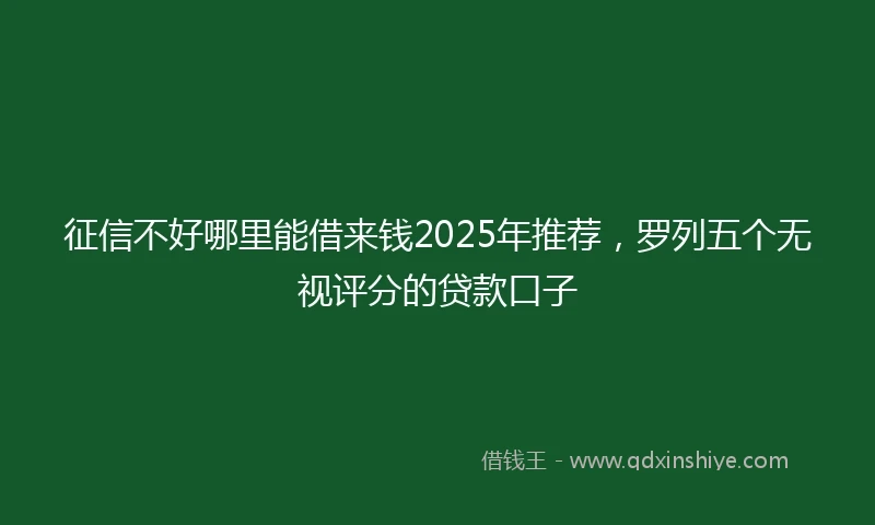 征信不好哪里能借来钱2025年推荐，罗列五个无视评分的贷款口子