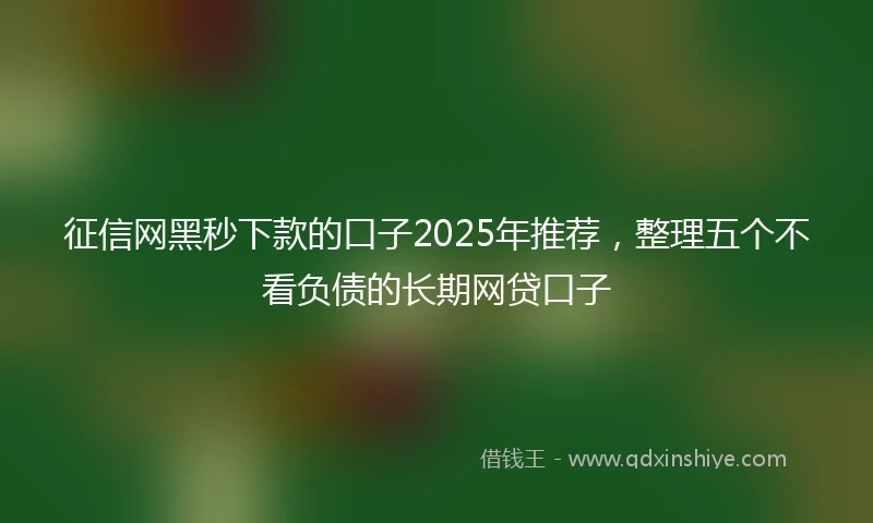 征信网黑秒下款的口子2025年推荐，整理五个不看负债的长期网贷口子