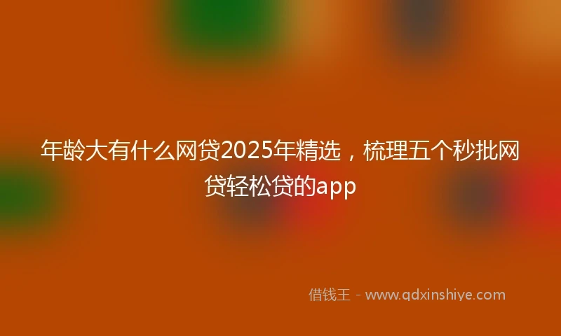 年龄大有什么网贷2025年精选，梳理五个秒批网贷轻松贷的app