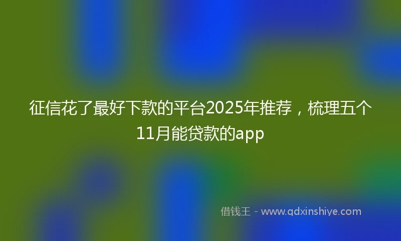 征信花了最好下款的平台2025年推荐，梳理五个11月能贷款的app