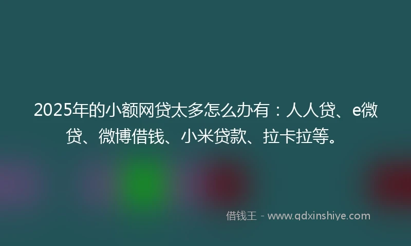 2025年的小额网贷太多怎么办有：人人贷、e微贷、微博借钱、小米贷款、拉卡拉等。