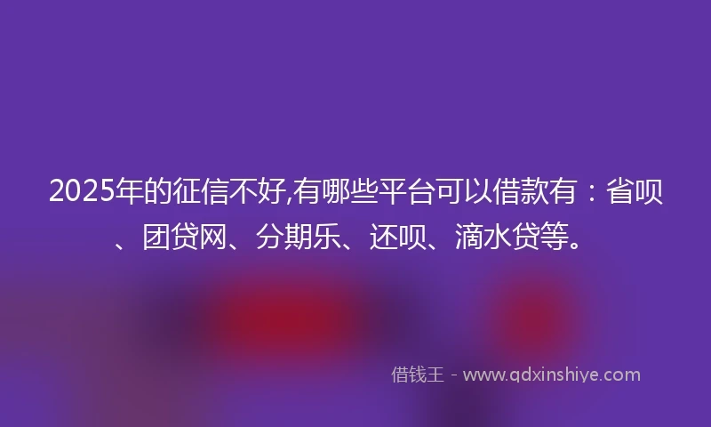 2025年的征信不好,有哪些平台可以借款有：省呗、团贷网、分期乐、还呗、滴水贷等。