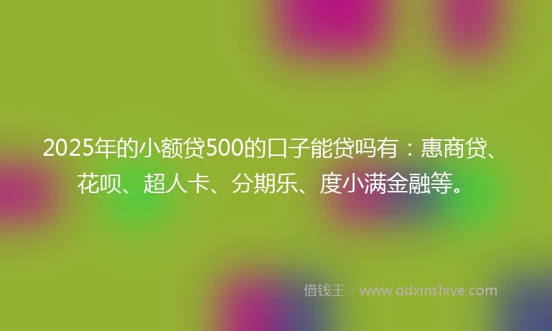 2025年的小额贷500的口子能贷吗有：惠商贷、花呗、超人卡、分期乐、度小满金融等。