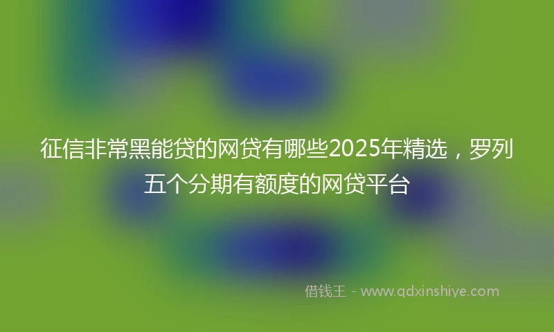 征信非常黑能贷的网贷有哪些2025年精选，罗列五个分期有额度的网贷平台