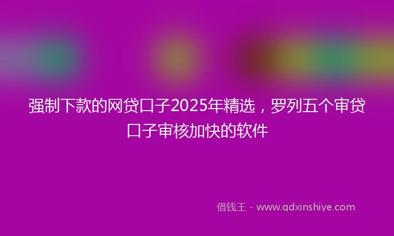 强制下款的网贷口子2025年精选，罗列五个审贷口子审核加快的软件