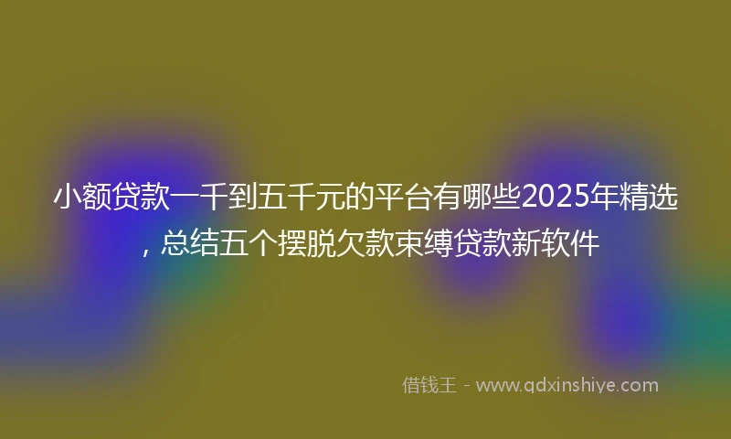 小额贷款一千到五千元的平台有哪些2025年精选，总结五个摆脱欠款束缚贷款新软件