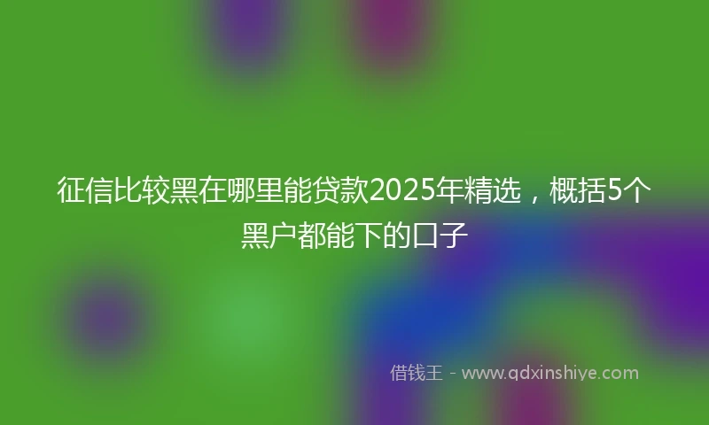 征信比较黑在哪里能贷款2025年精选，概括5个黑户都能下的口子