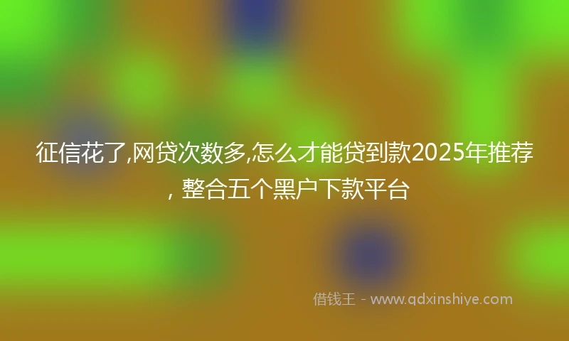 征信花了,网贷次数多,怎么才能贷到款2025年推荐，整合五个黑户下款平台