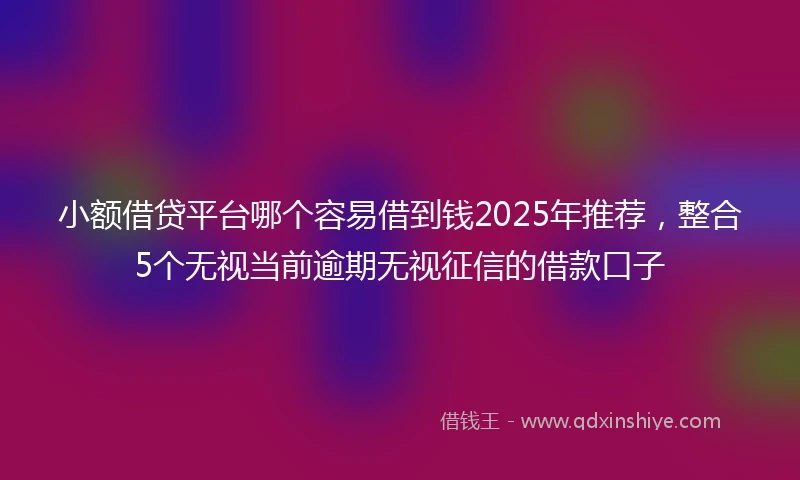 小额借贷平台哪个容易借到钱2025年推荐，整合5个无视当前逾期无视征信的借款口子