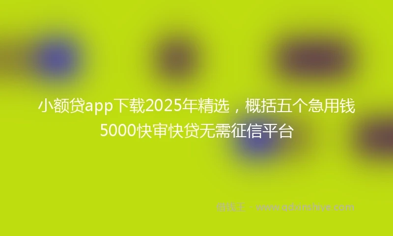 小额贷app下载2025年精选，概括五个急用钱5000快审快贷无需征信平台