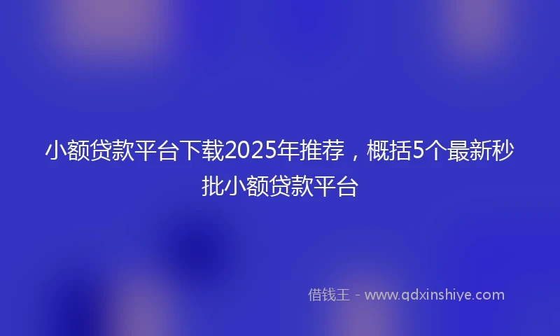 小额贷款平台下载2025年推荐，概括5个最新秒批小额贷款平台