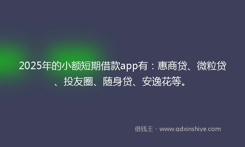 2025年的小额短期借款app有：惠商贷、微粒贷、投友圈、随身贷、安逸花等。