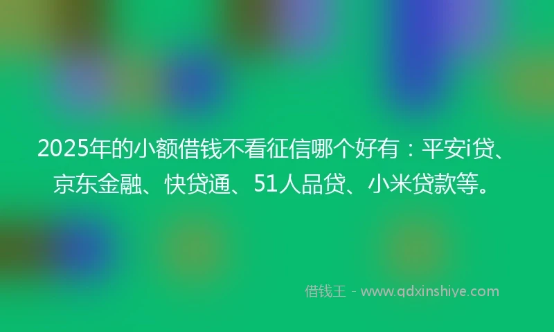 2025年的小额借钱不看征信哪个好有：平安i贷、京东金融、快贷通、51人品贷、小米贷款等。