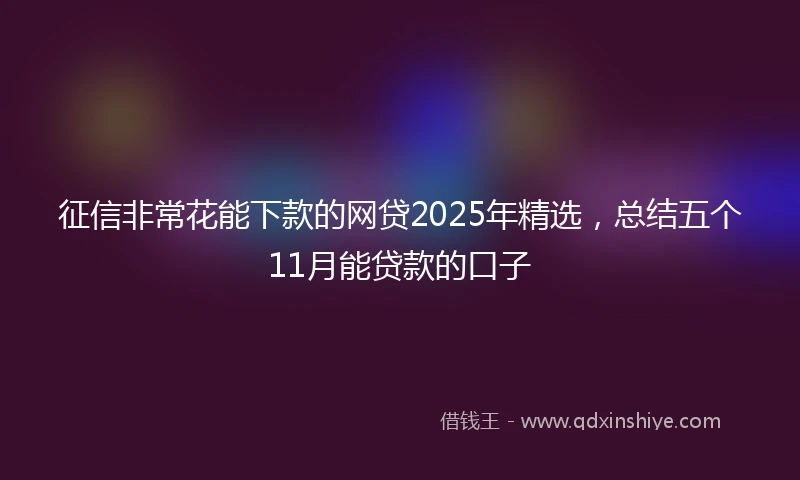 征信非常花能下款的网贷2025年精选，总结五个11月能贷款的口子
