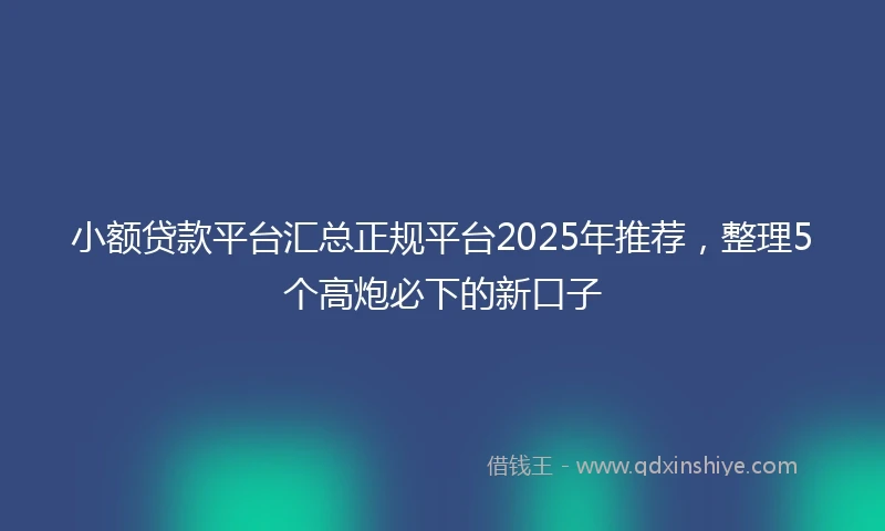 小额贷款平台汇总正规平台2025年推荐，整理5个高炮必下的新口子