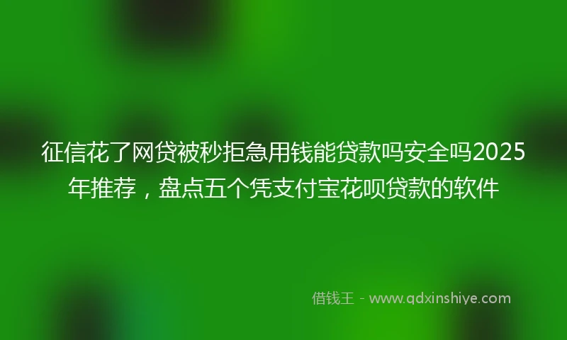 征信花了网贷被秒拒急用钱能贷款吗安全吗2025年推荐,盘点五个凭支付宝花呗贷款的软件