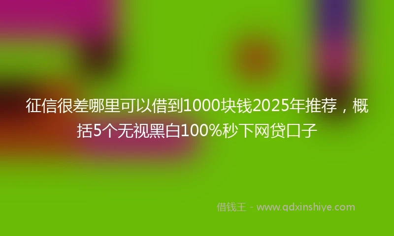 征信很差哪里可以借到1000块钱2025年推荐，概括5个无视黑白100%秒下网贷口子