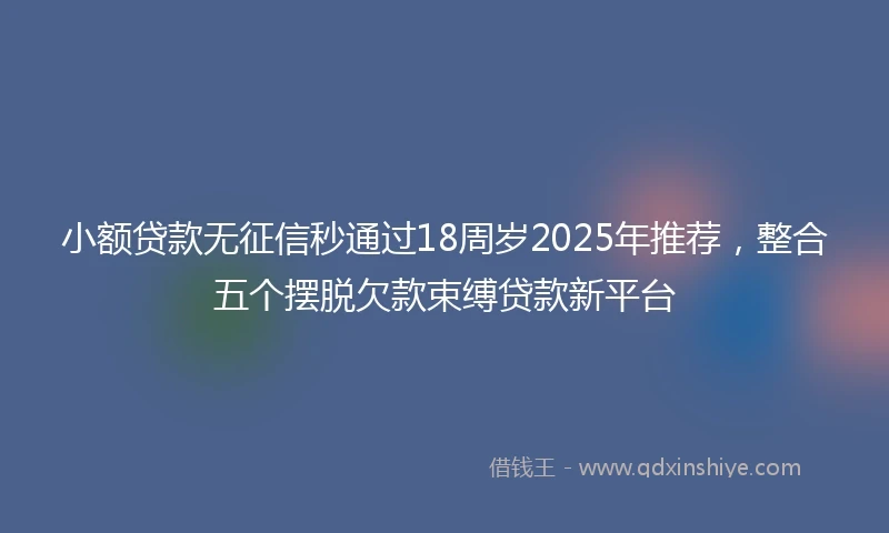 小额贷款无征信秒通过18周岁2025年推荐，整合五个摆脱欠款束缚贷款新平台