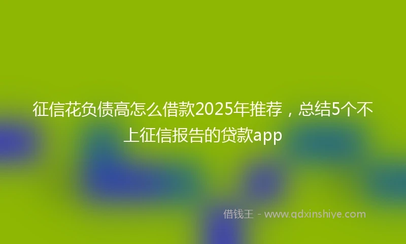 征信花负债高怎么借款2025年推荐，总结5个不上征信报告的贷款app