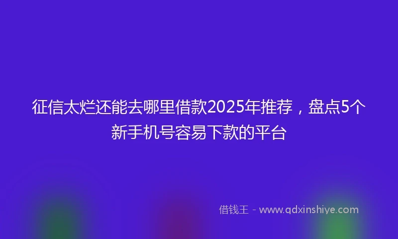 征信太烂还能去哪里借款2025年推荐,盘点5个新手机号容易下款的平台