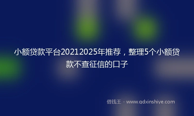 小额贷款平台20212025年推荐，整理5个小额贷款不查征信的口子