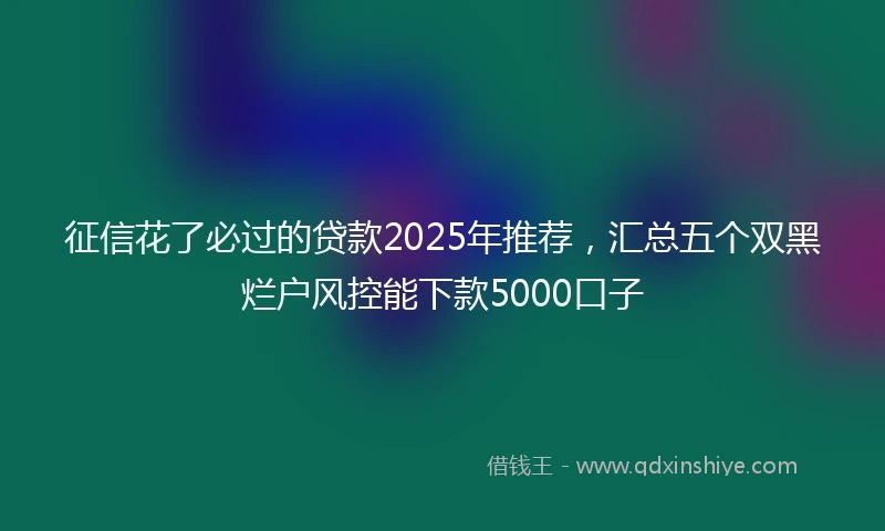 征信花了必过的贷款2025年推荐，汇总五个双黑烂户风控能下款5000口子