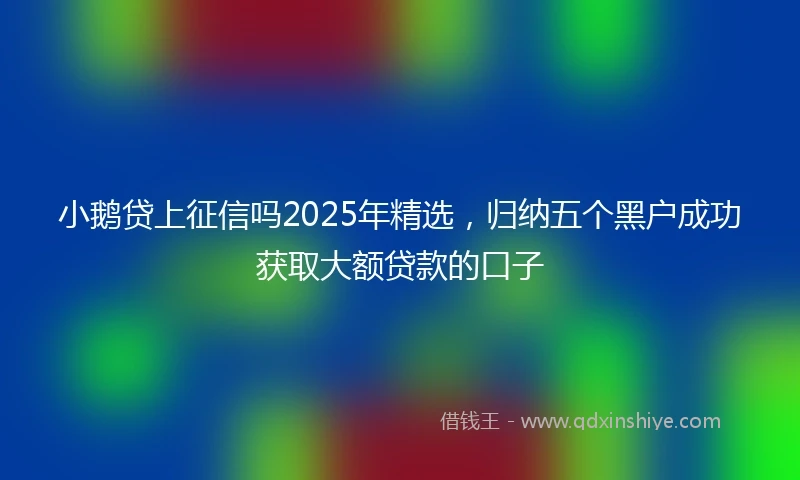 小鹅贷上征信吗2025年精选，归纳五个黑户成功获取大额贷款的口子