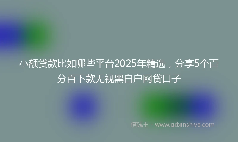小额贷款比如哪些平台2025年精选，分享5个百分百下款无视黑白户网贷口子