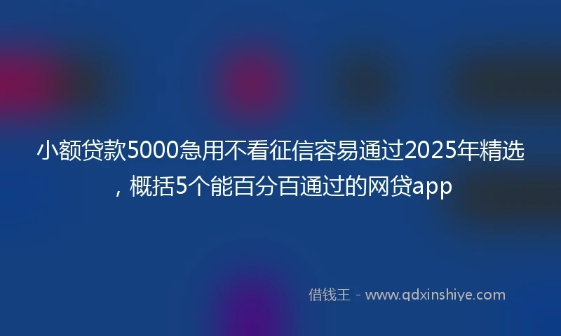 小额贷款5000急用不看征信容易通过2025年精选，概括5个能百分百通过的网贷app
