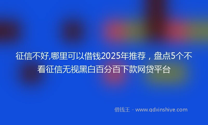 征信不好,哪里可以借钱2025年推荐，盘点5个不看征信无视黑白百分百下款网贷平台