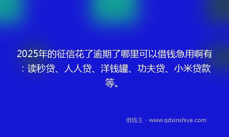 2025年的征信花了逾期了哪里可以借钱急用啊有：读秒贷、人人贷、洋钱罐、功夫贷、小米贷款等。