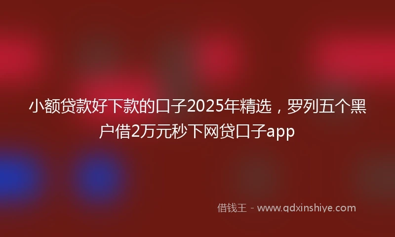 小额贷款好下款的口子2025年精选，罗列五个黑户借2万元秒下网贷口子app