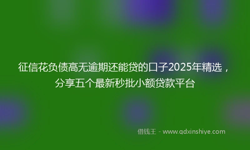征信花负债高无逾期还能贷的口子2025年精选，分享五个最新秒批小额贷款平台
