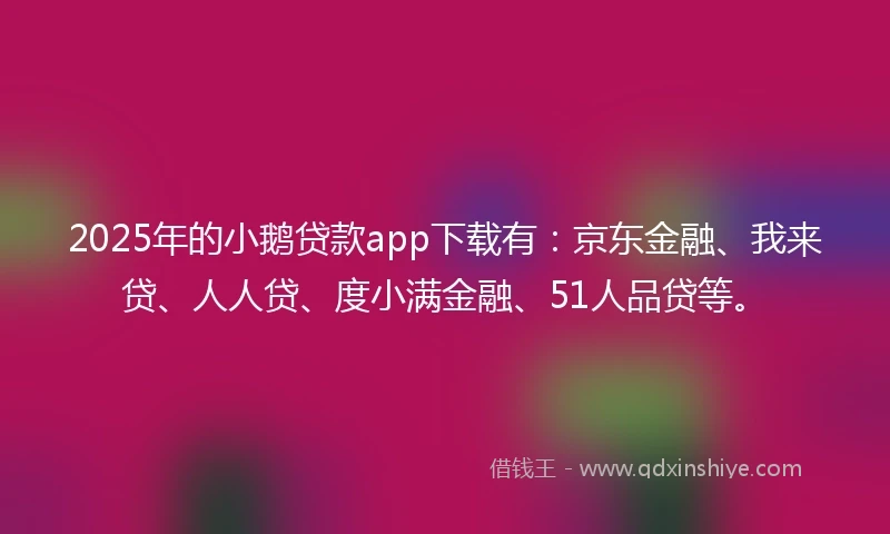 2025年的小鹅贷款app下载有：京东金融、我来贷、人人贷、度小满金融、51人品贷等。
