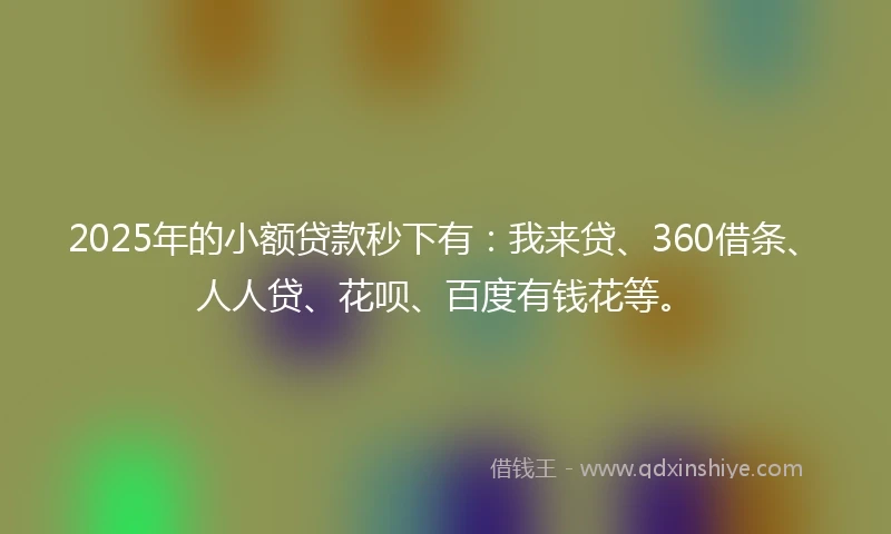 2025年的小额贷款秒下有：我来贷、360借条、人人贷、花呗、百度有钱花等。