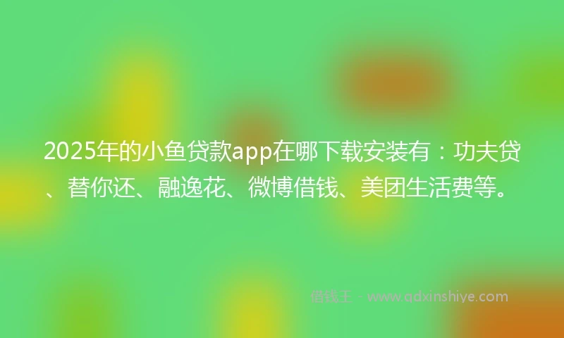 2025年的小鱼贷款app在哪下载安装有：功夫贷、替你还、融逸花、微博借钱、美团生活费等。
