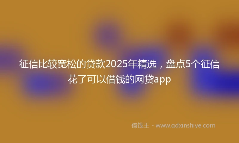 征信比较宽松的贷款2025年精选，盘点5个征信花了可以借钱的网贷app