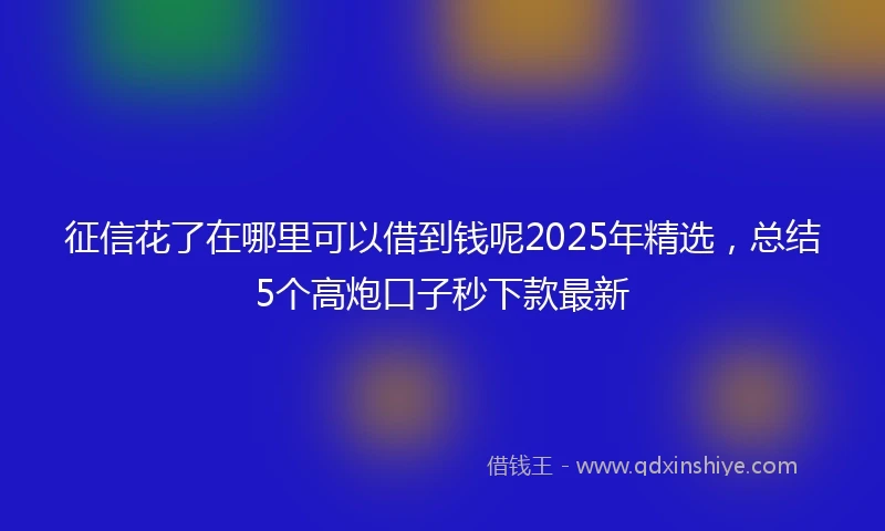 征信花了在哪里可以借到钱呢2025年精选，总结5个高炮口子秒下款最新