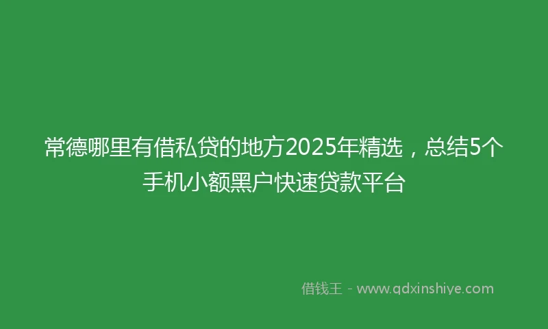 常德哪里有借私贷的地方2025年精选，总结5个手机小额黑户快速贷款平台