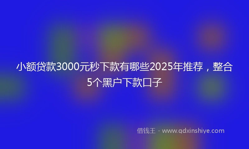 小额贷款3000元秒下款有哪些2025年推荐，整合5个黑户下款口子