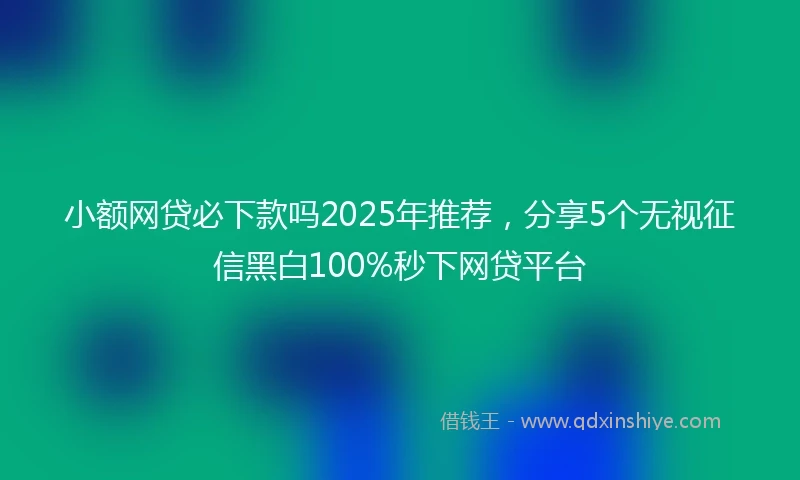 小额网贷必下款吗2025年推荐，分享5个无视征信黑白100%秒下网贷平台