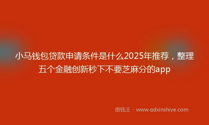 小马钱包贷款申请条件是什么2025年推荐，整理五个金融创新秒下不要芝麻分的app
