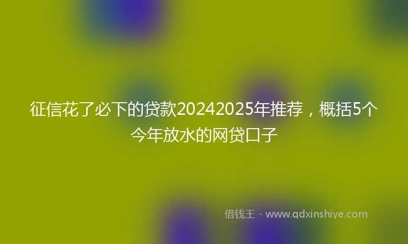 征信花了必下的贷款20242025年推荐，概括5个今年放水的网贷口子
