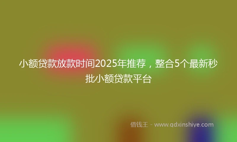 小额贷款放款时间2025年推荐，整合5个最新秒批小额贷款平台