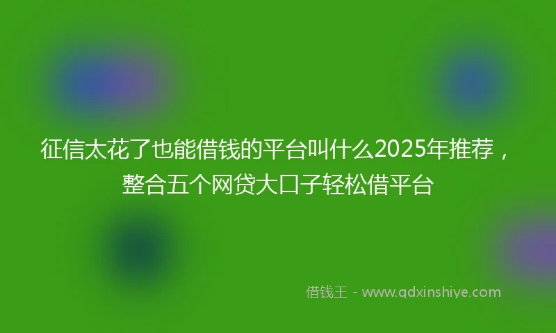 征信太花了也能借钱的平台叫什么2025年推荐，整合五个网贷大口子轻松借平台