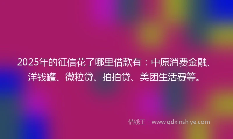 2025年的征信花了哪里借款有：中原消费金融、洋钱罐、微粒贷、拍拍贷、美团生活费等。