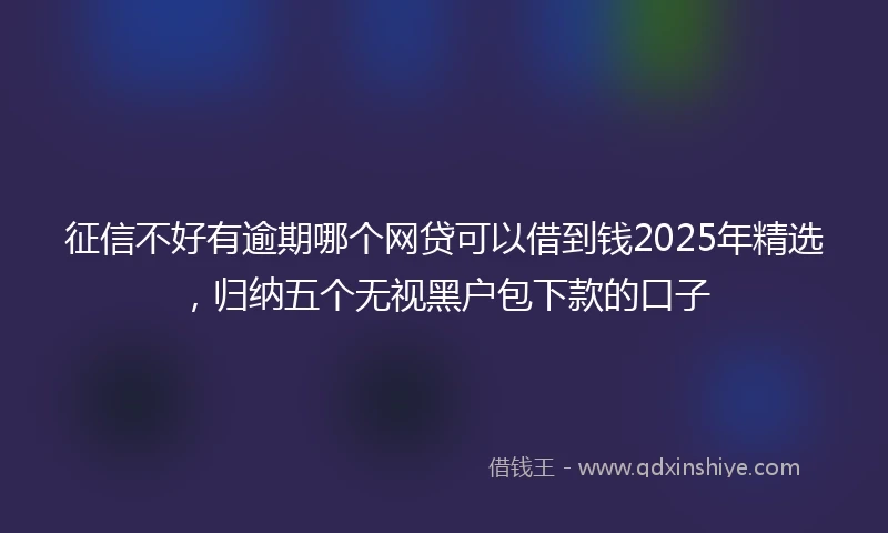 征信不好有逾期哪个网贷可以借到钱2025年精选，归纳五个无视黑户包下款的口子